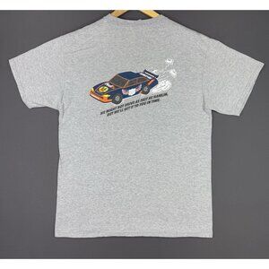 Vintage Y2K Fedex Express Mail Shipping Company Car Promo Art Rare Grey Shirt L